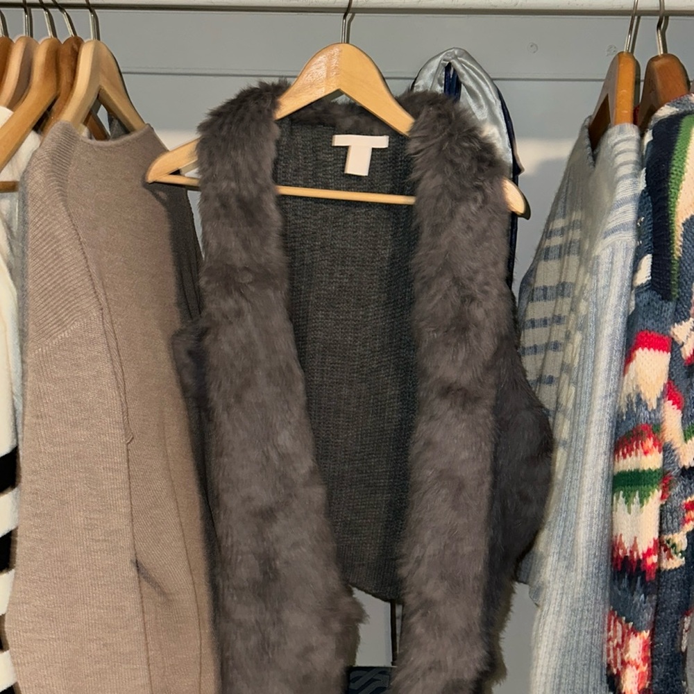 The cashmere project rabbit fur cardigan